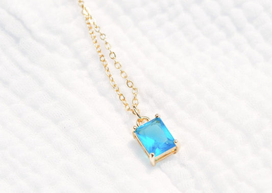 "Cinderella" Bright Blue Gem Necklace